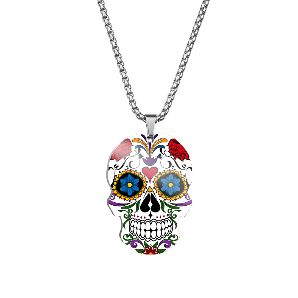 Wholesale Skull Colorful Titanium Necklace